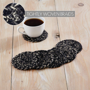 Sawyer Mill Black White Jute Coaster Set of 6 - The Fox Decor